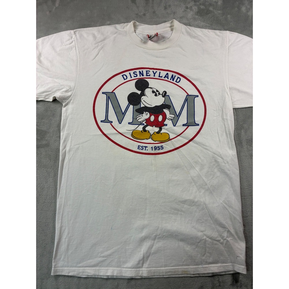 Vintage Disney Designs Mickey Mouse Disneyland Est 1955 T-Shirt White Large USA
